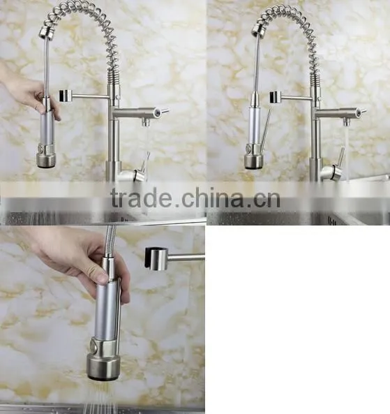 Antique Brass Pull Down Kitchen Faucet