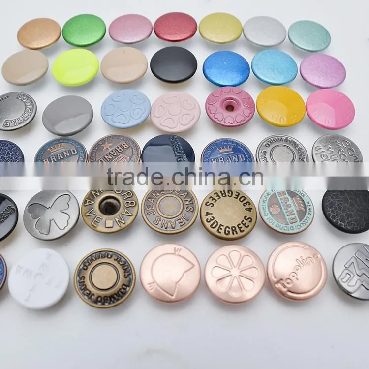 New Fashion Accessories Embossed Logo Metal Custom Clothing Snap Buttons