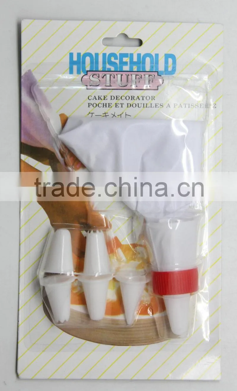 PP+PVC 7PCS PASTRY BAG CAKE DECORATOR, BLISTER PACKING