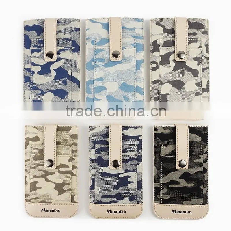 2016 trend men's camouflage canvas & leather pouch case for Iphone 6s plus