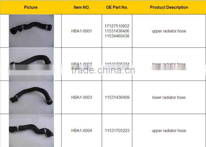 Car Upper&Lower Radiator Rubber Hose