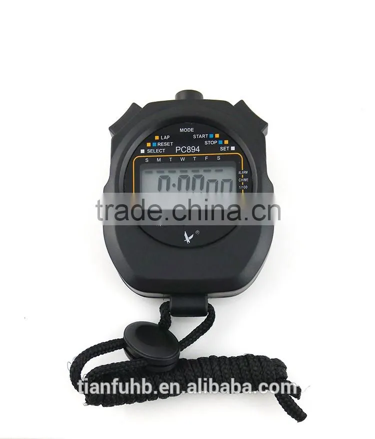 LCD Chronograph Digital Sport Stopwatch Handheld Timer Stopwatch with Strap
