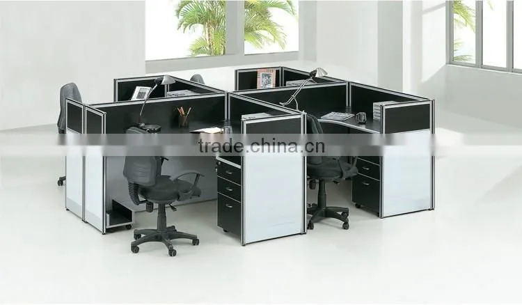 Wooden office cubicle workstation tables for 4 person (SZ-WSB377)