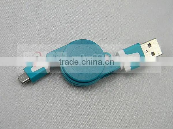 Retractable Dual Color USB Data Noodle Cable For Micro 5 Pin