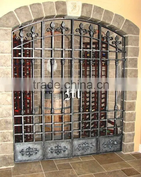 wrought iron cellar door with glass