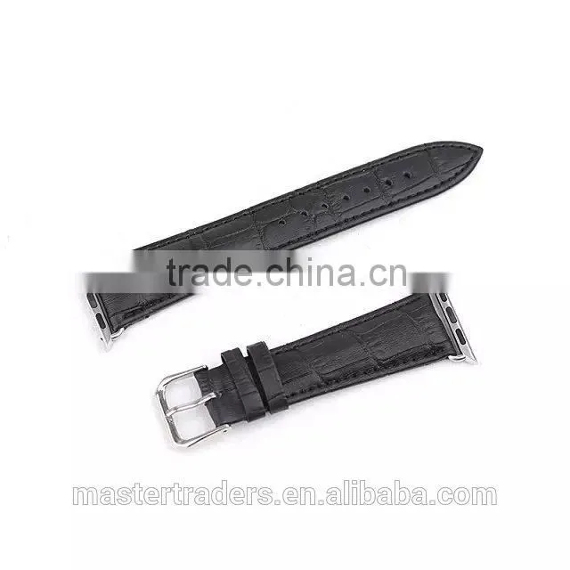 Cheap Crocodile Grain Genuine Leather Watch Band Wrist Strap For 38MM Apple Watch MT-3566