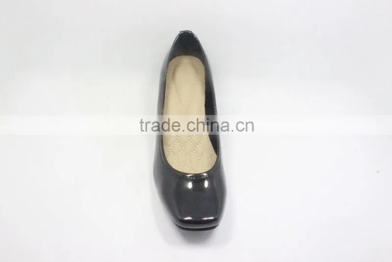 Patent PU black shoes square toe wedge women shoes