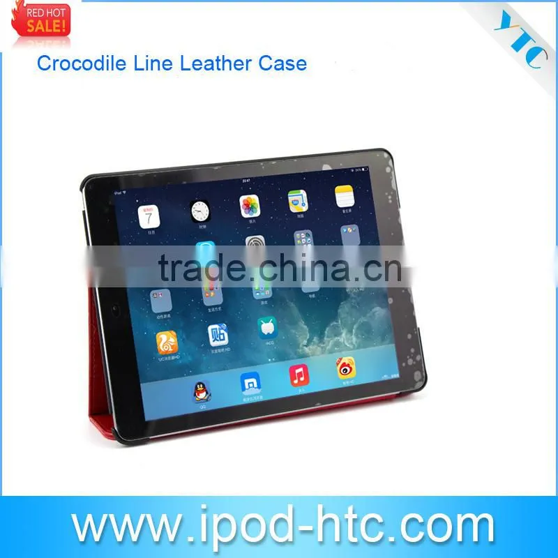 2014 Fashion crocodile design leather protective case , Flip Stand PU Leather Case Crocodile Cover