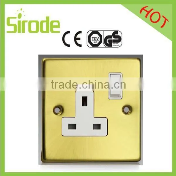 Mechanism life time 40000 time metal panel13A british wall switch and socket