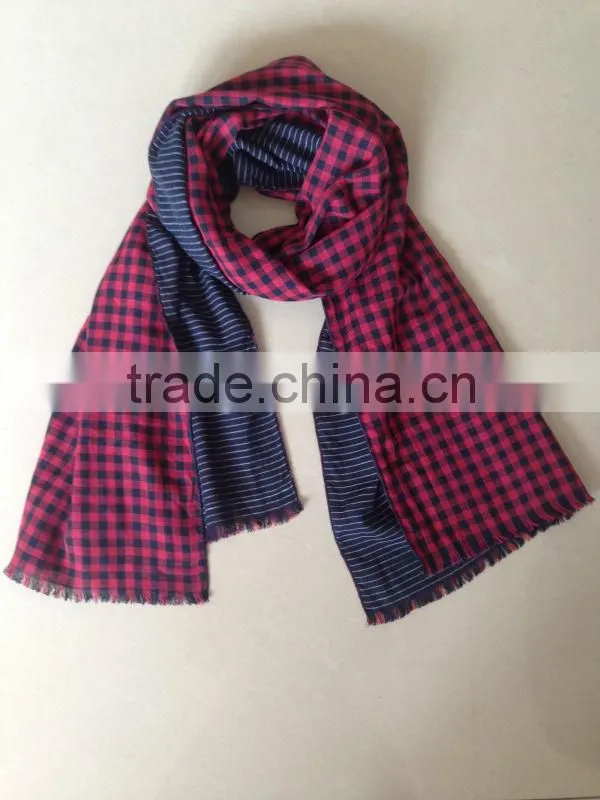 small check scarf/double layer/yarn acount style