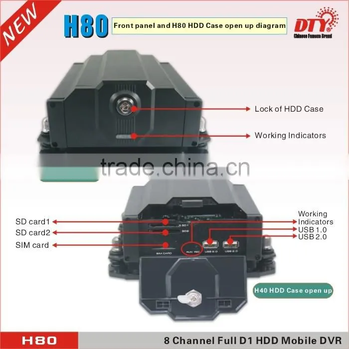 Video surveillance GPS sim card mdvr for fleet management , 8CH real time monitoring vehicle 3g gps tracking camera,H80 series