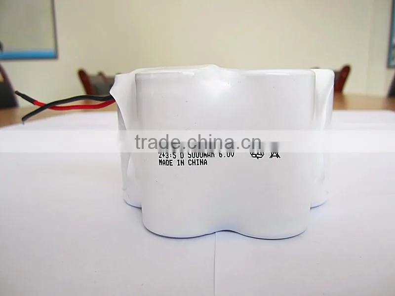 NiCd Rechargeable battery d 6v 5000 ni cd battery pack /d5000 nicd battery pack