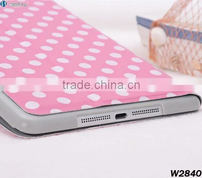 High Quality Cute Look Polka Dots Leather Stand Case with Wake-up & Sleep Function,Polka Dots Case for iPad Mini 7.9' Mix Colors