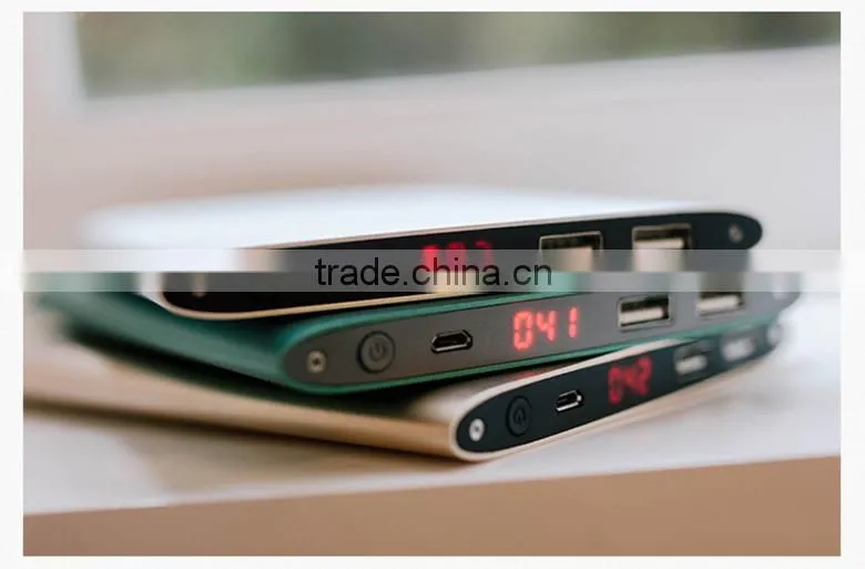 wholesale new style flashlight dual usb 20000mah slim power bank