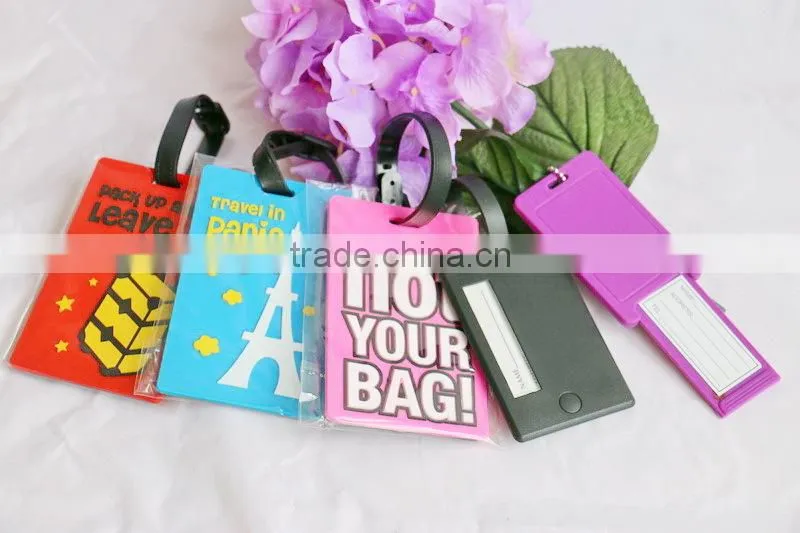 new products 2014 bag accessory blank PVC soft travel luggage tags factory wholesale