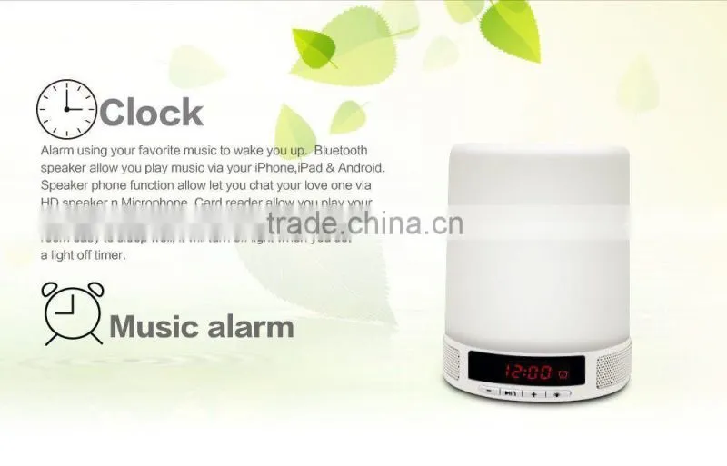 Unique home decoration led lamp speaker bluetooth with 3 level brightness touch control design and retail box package