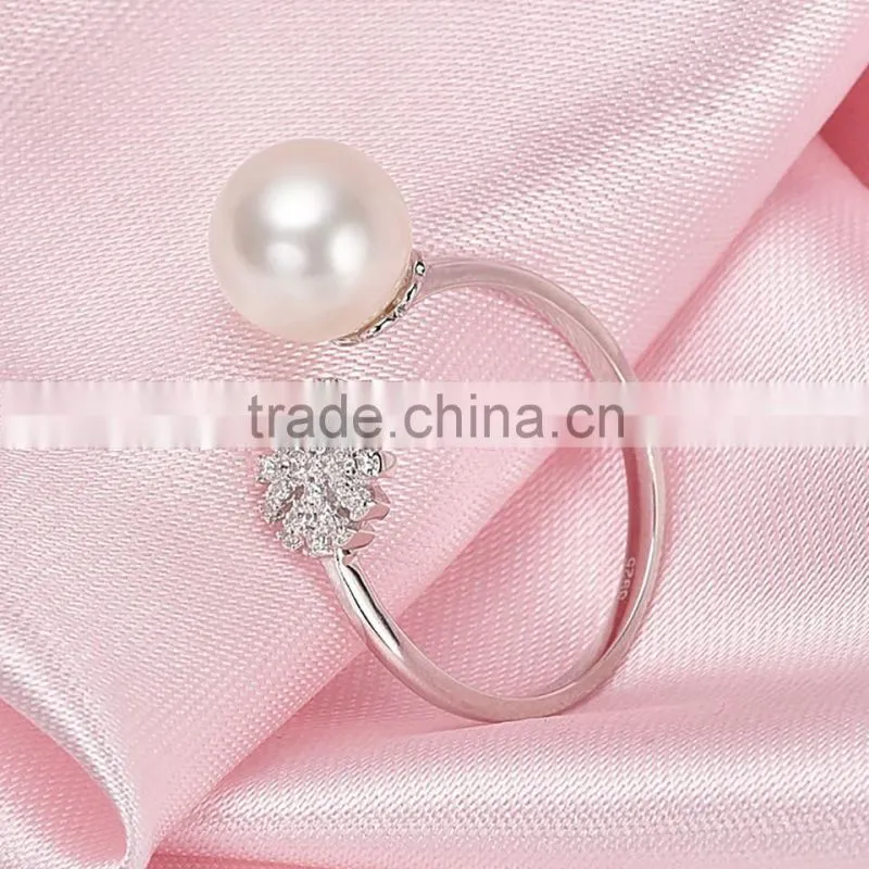 fashion 8-9mm AAA round natural freshwater round pearl ring