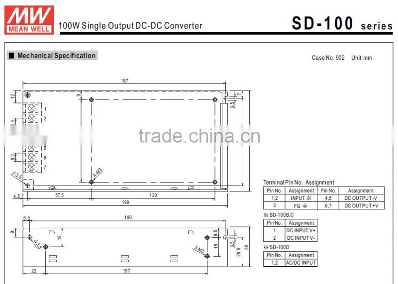 Mean well UL CE CB SD-100C-24 power convereter 100W 24V Converter