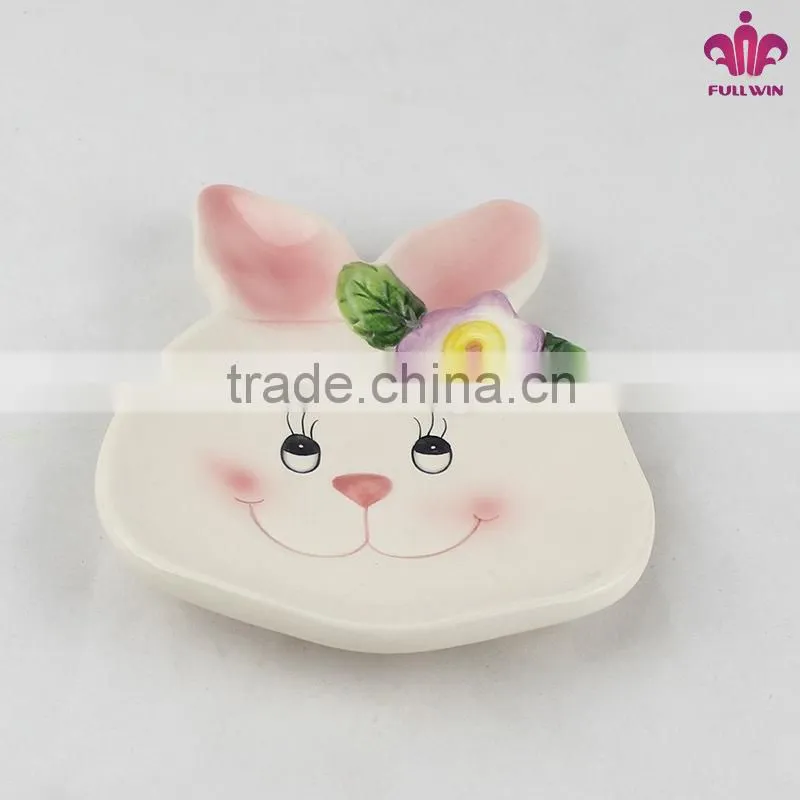 Candy ceramic plate with bunny design