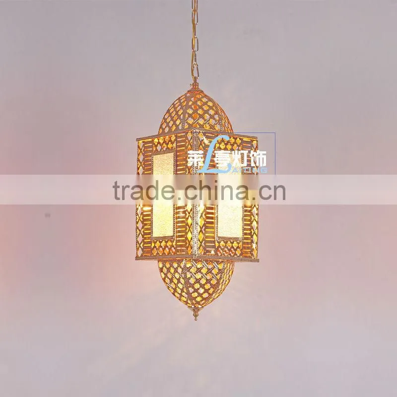 Antique Glass Moroccan Style Hanging Lantern Pendant Lighting