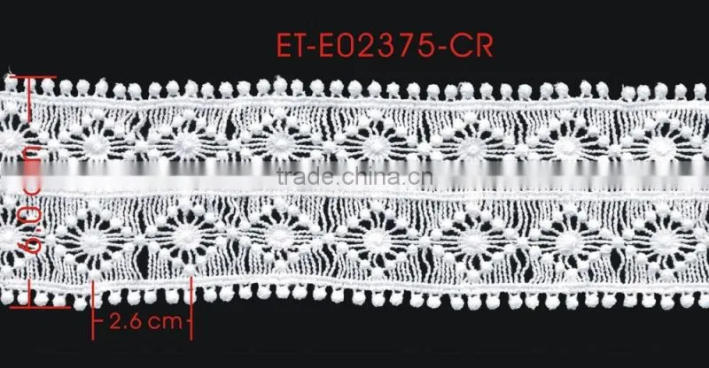 Width 6.0 Centimeter Embroidery Dot Row White Cotton Trimming Lace