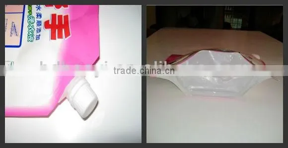 Stand up plastic bag with spout for laundry detergent