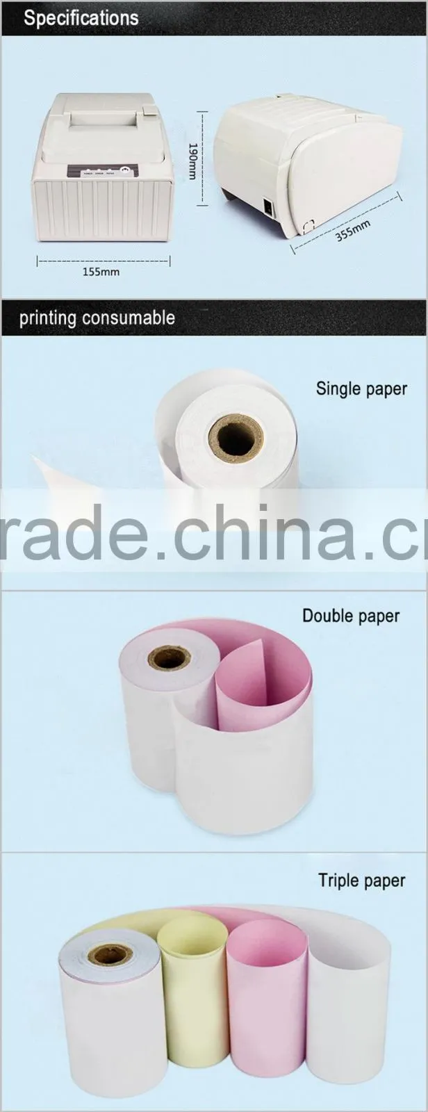 Dot Matrix Pos Receipt Impact Printer 9 pins 400dot/line Dot density 5 line/sec Printing Speed IDMP006