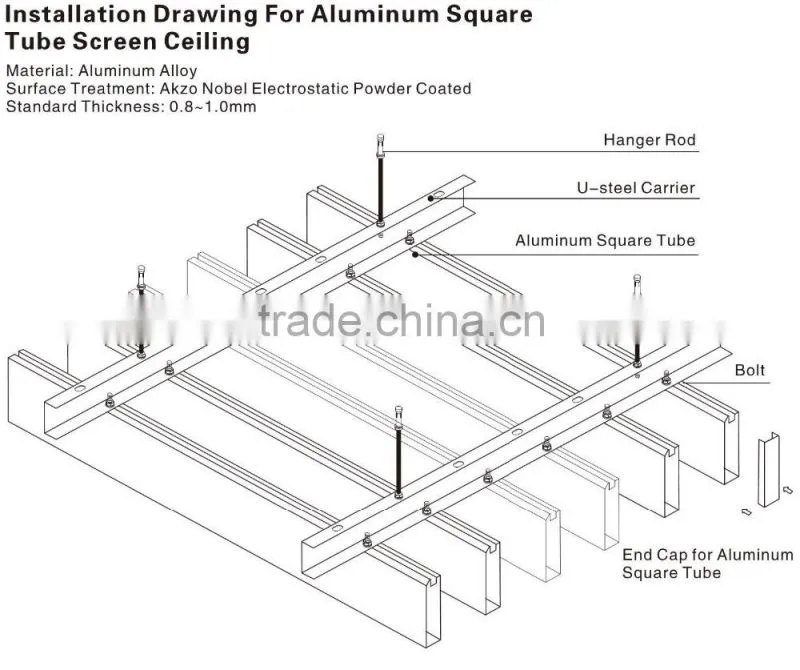 Modern Commercial Aluminum Ceiling Square Tube Best Ceiling Material