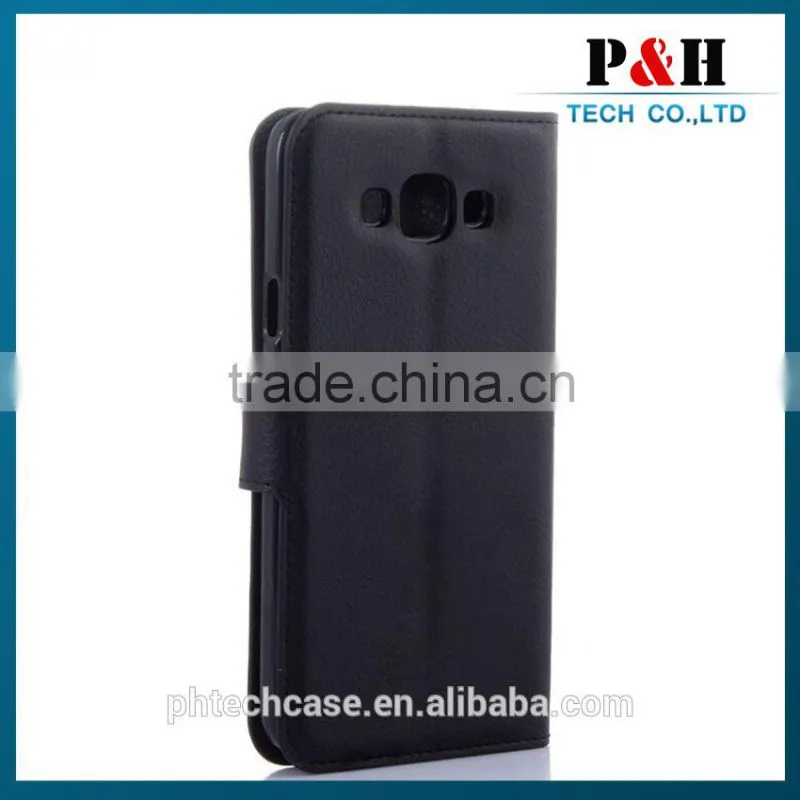 Case For Samsung Galaxy E7 Leather Stand Pouch With 2 Card Slots/Magnetic Snap