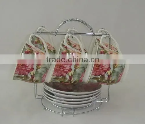 Factory directly sale modern tea cup and saucer flower color