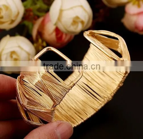 Women Fashion Popular European Gold Silver Plated Open Metal Cuff Bracelet Gift