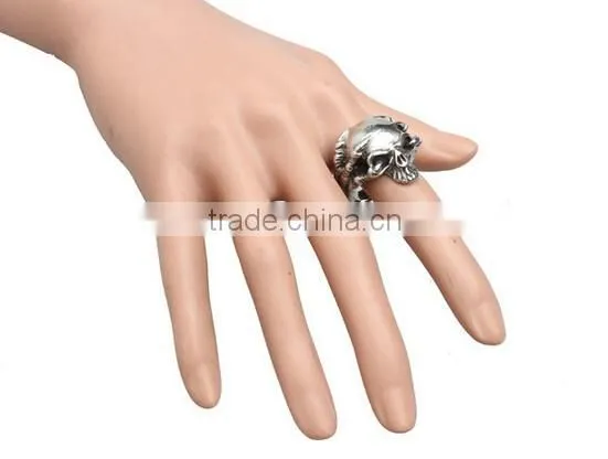 Stainless Steel Titanium Silver Men's Skull Men Cool Biker Punk Ring Retro