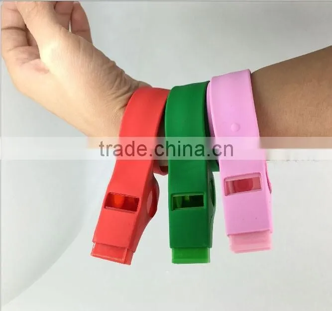wholesales new fashion slap snap shape customized logo silicone whistle bracelet