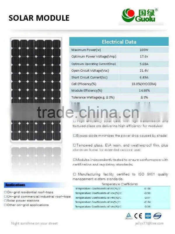 high efficacy 60w Solar energy LED floor lamp