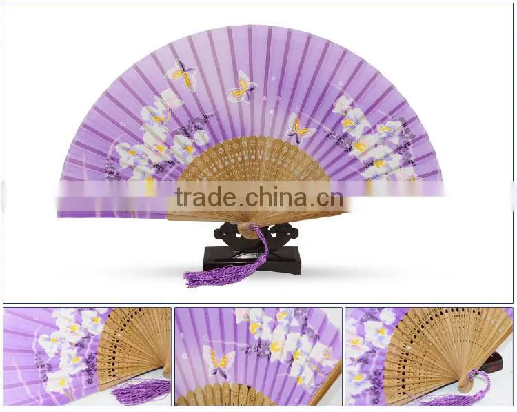 purple Japanese style silk hand held fans