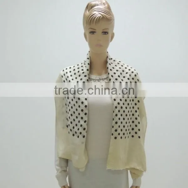 TYSAF048 Fashion Ladies' SS Rayon and Nylon Dot Pattern Kerchief/Scarf/Black and White