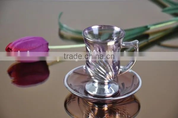 Glass tea cup saucer set