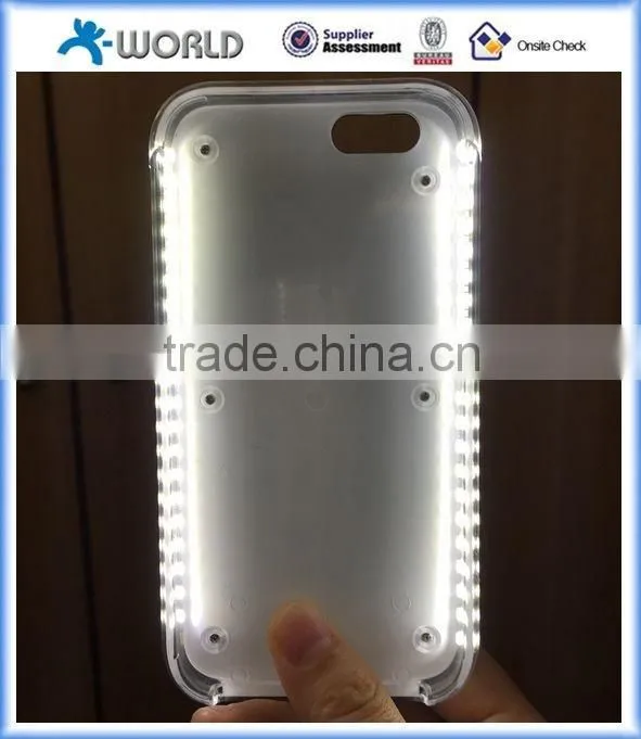 high protective phone case with led light & buit-in battery light selfie phone case