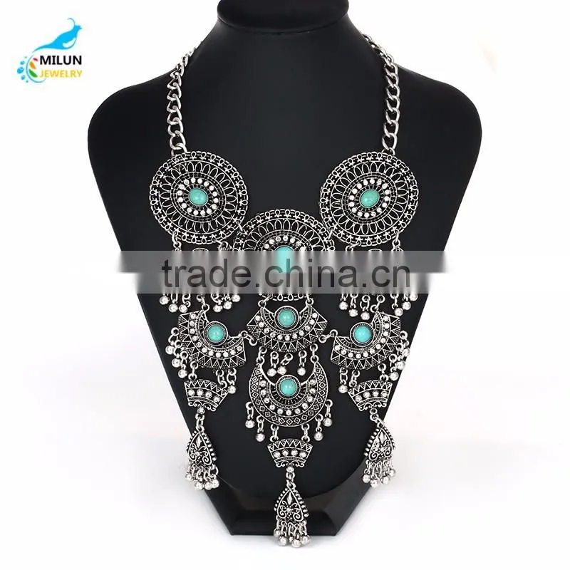 Yiwu Wholesale Handmade Jewelry Fashion Charm Pendant Vintage Maxi Necklace
