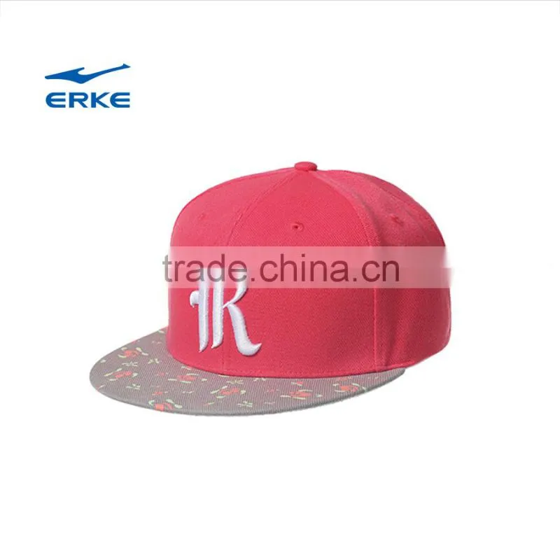 ERKE casual adjustable flat bill vintage hats hip pop baseball caps snapback with flower brim