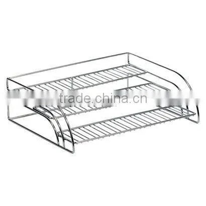 Kitchen Bathroom Utility Room Two-Tier Chrome Sliding Cabinet Shelf Organizer