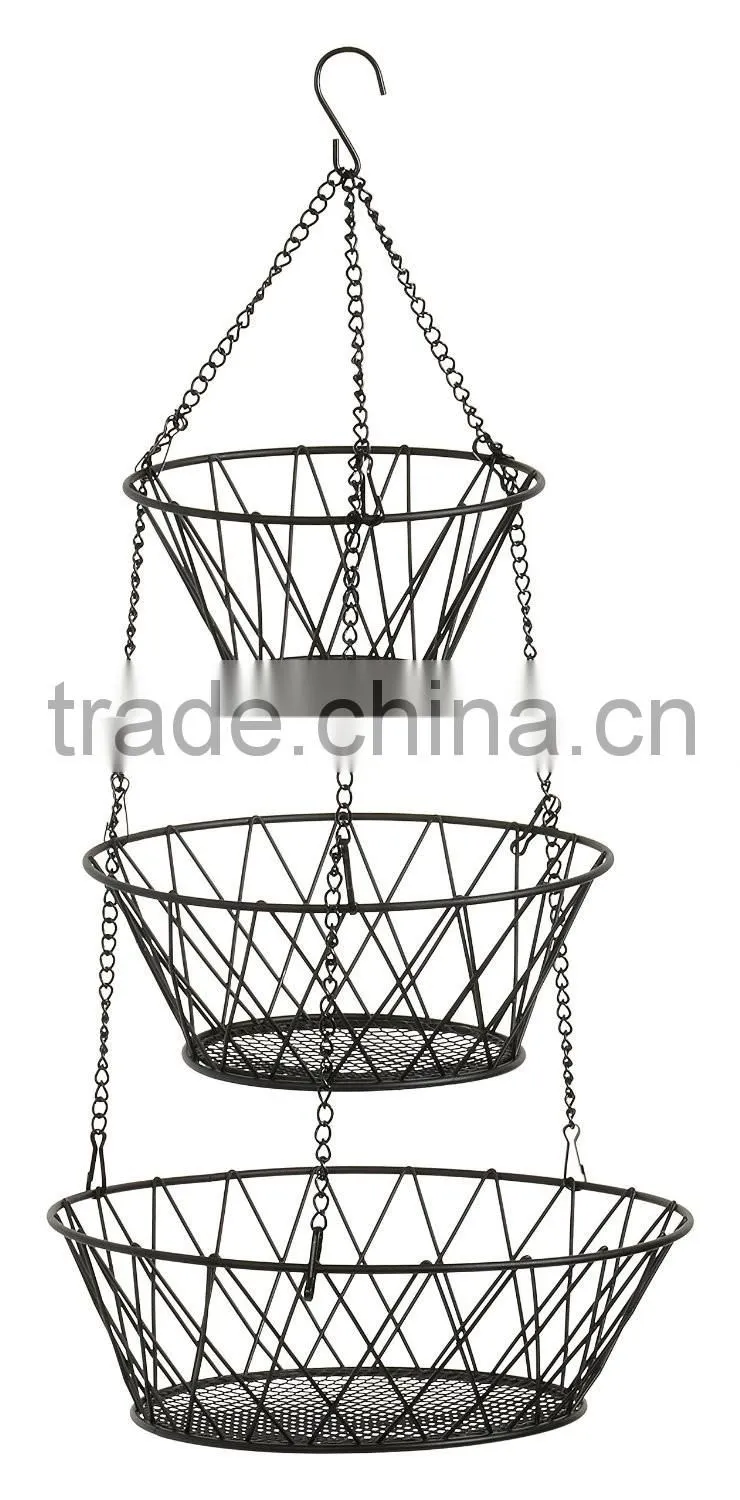 3-Tier Round Iron Hanging Basket