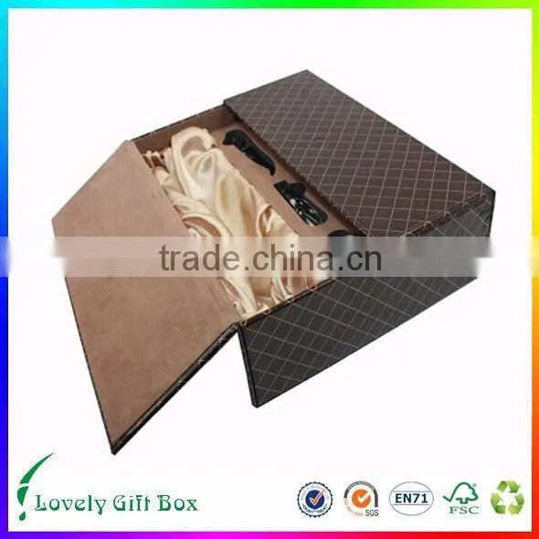 Wholesale luxury cardboard paper wine glass gift box with logo gold stamping
