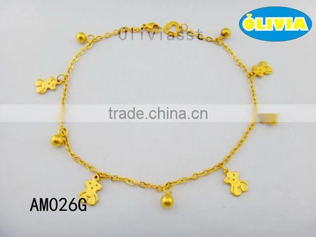 Olivia Jewelry Top Sale Stainless Steel Gold Plated Charm Anklets With Workable Price