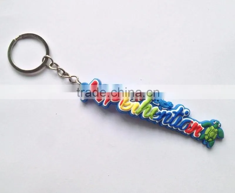 2016 The Newest Custom Design Letter Printing Soft PVC Rubber Keychains Wholesale