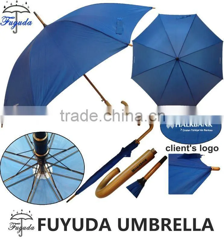 23"X8KX14MM wood rain/sun check umbrella