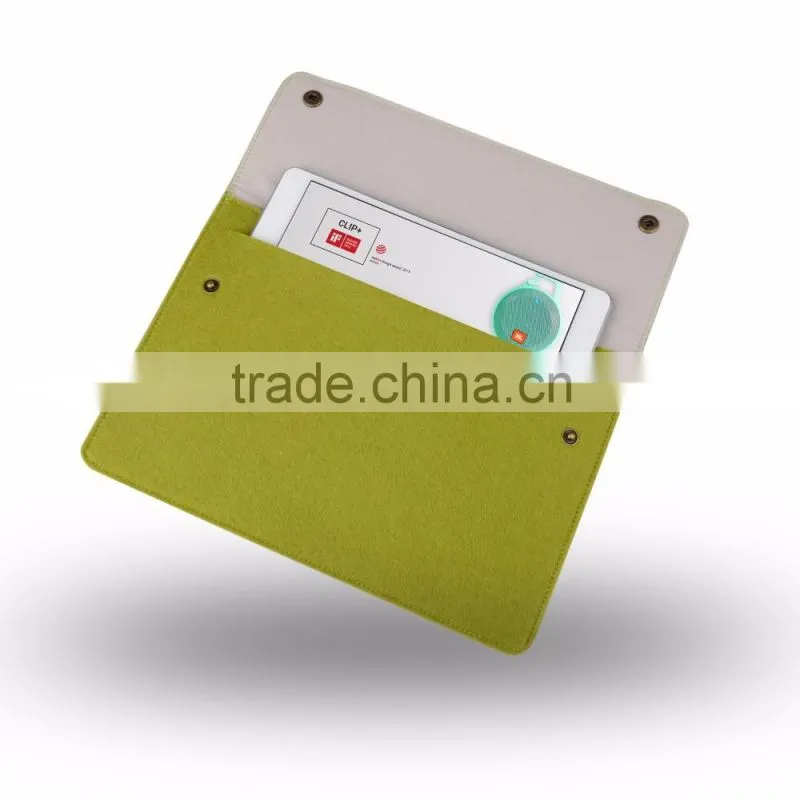 2016 new arrival !!! Fashional wool felt mini/ultra-thin envelope file cover sleeve for ipad with 3 pockets