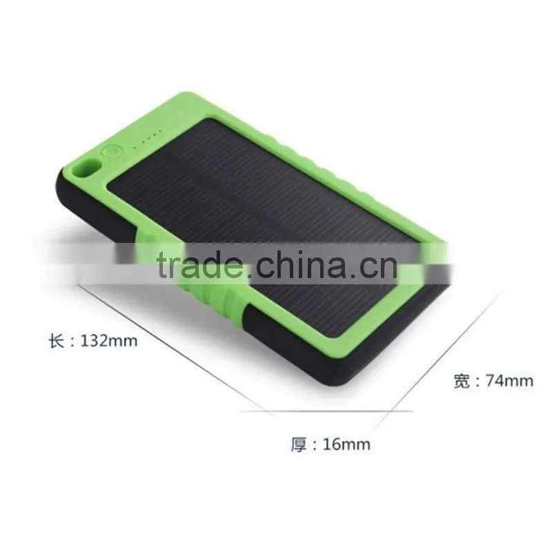 Water proof mini solar power bank 5000mah with Hanging hole and super led light