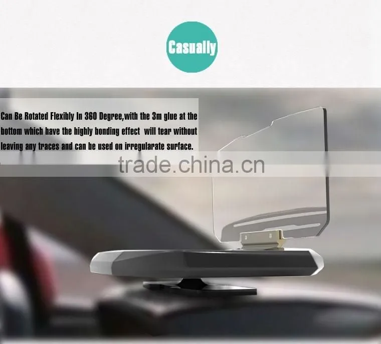 HUD smart phone cradles head up display safe drive for GPS navigation reflect to the mirror