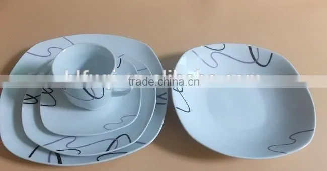 Ceramic porcelain tableware dinner sets with simple design porcelain dinnerware item square crockery dinner sets